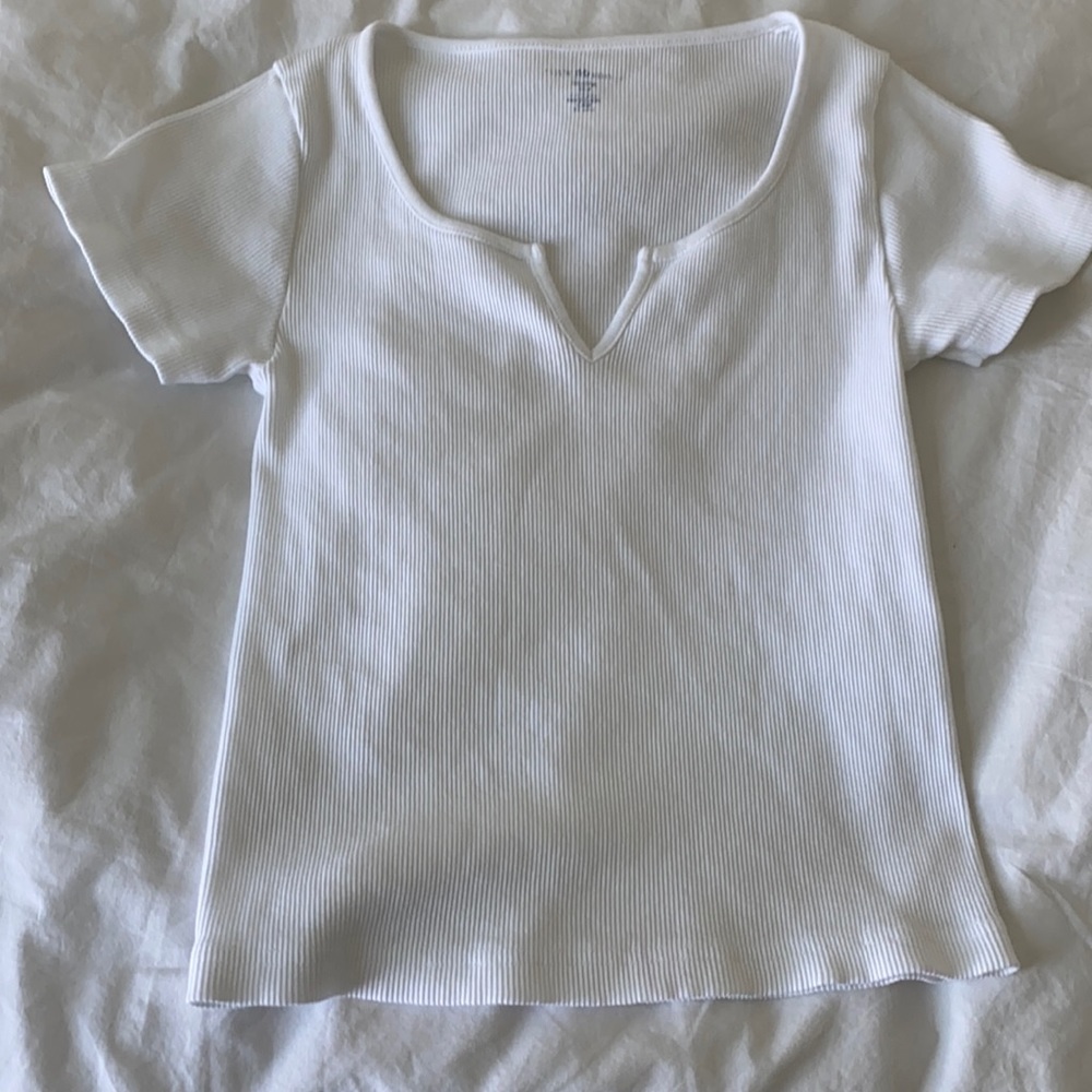 White Ribbed T shirt